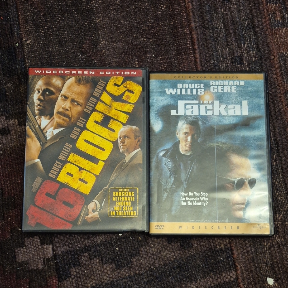 2 Bruce Willis dvds 16 Blocks The Jackal  Assassin Action Thriller Guys Movies